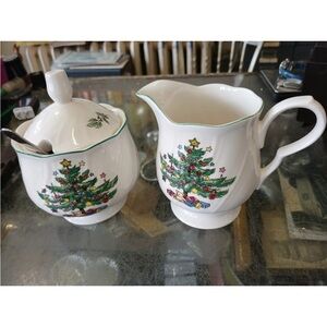 Nikko Happy Holidays Creamer And Covered Sugar Bowl